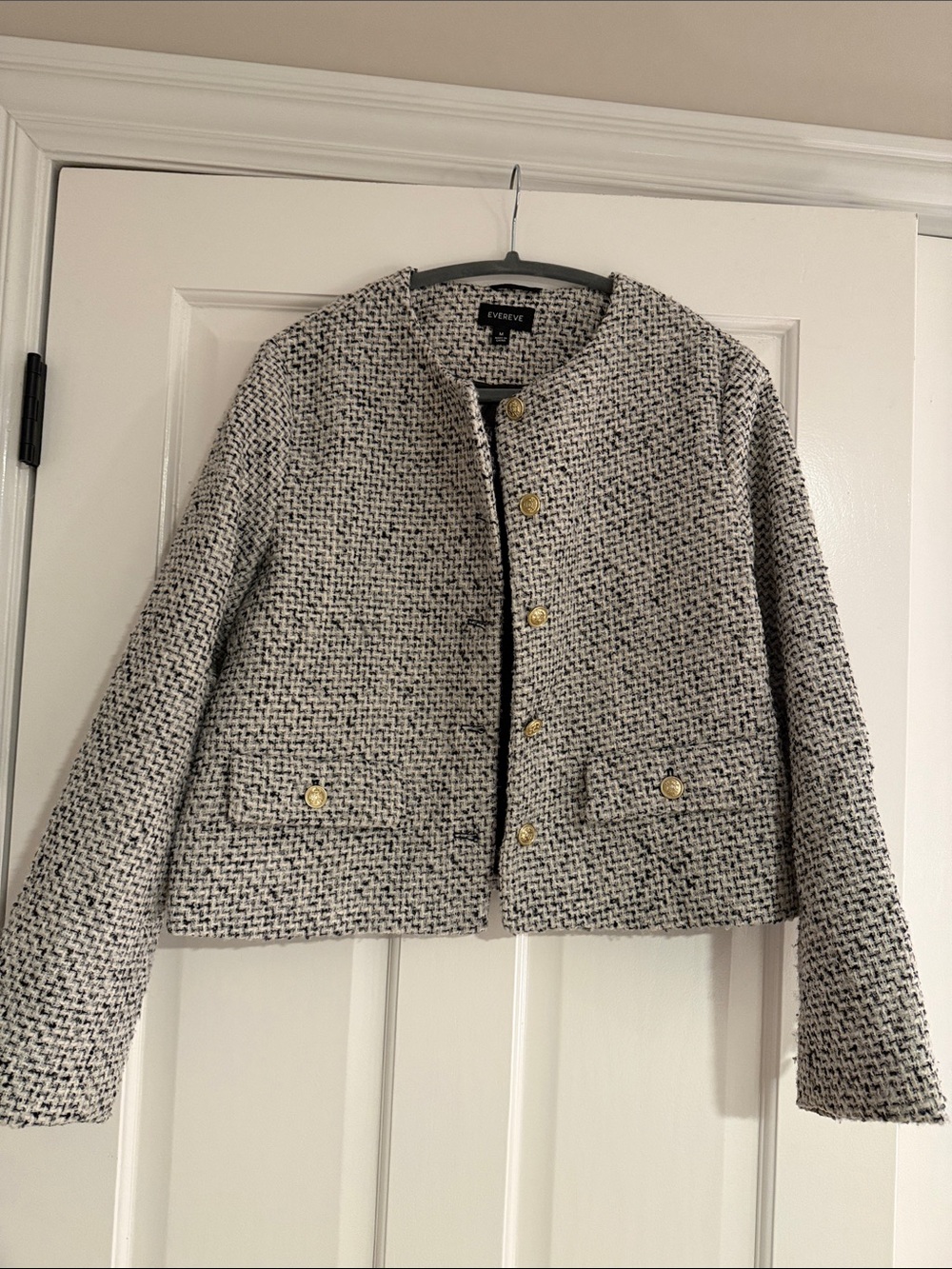 EVEREVE Ellie Tweed Jacket Gray & Black Size Medium